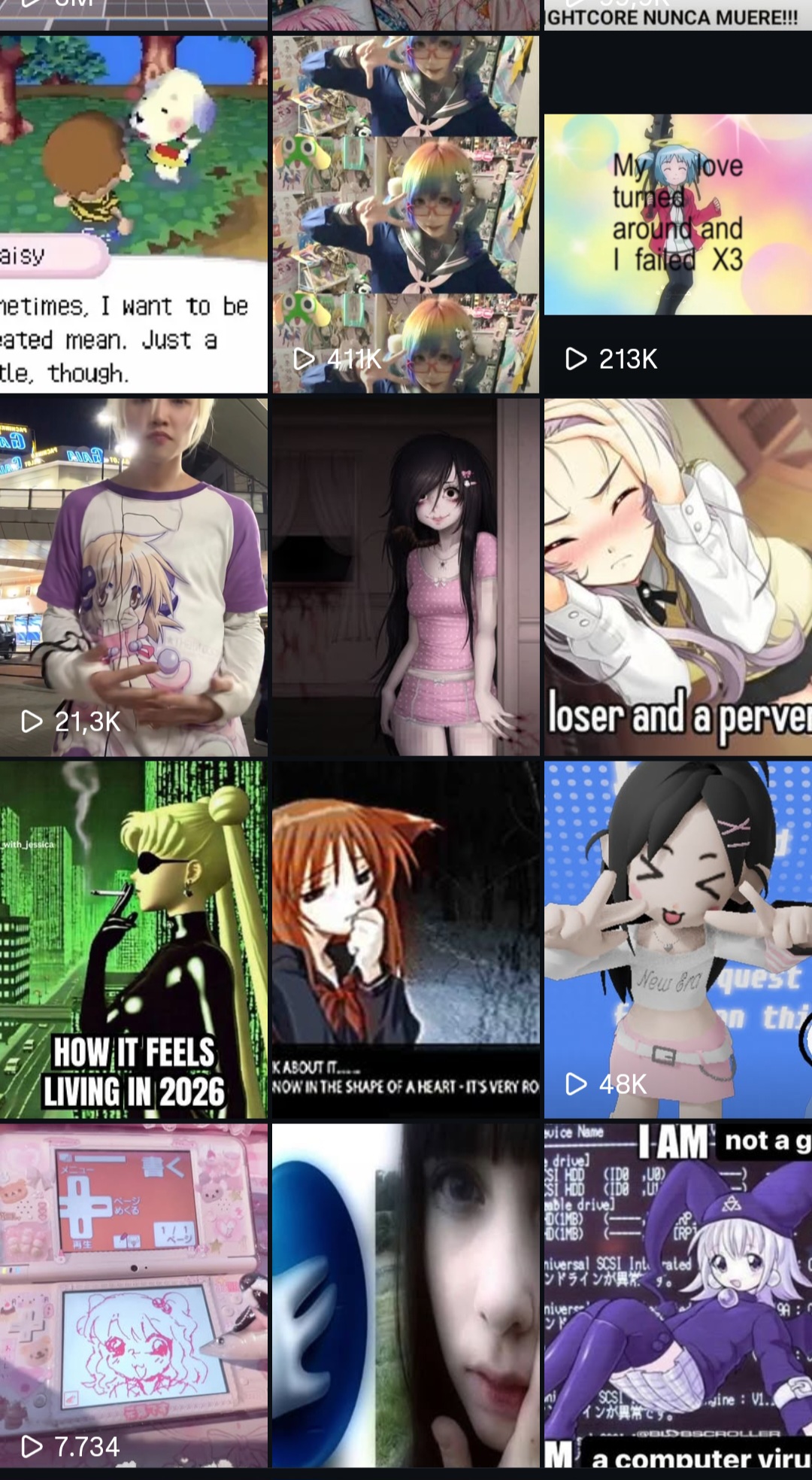 My instagram feed thinks I'm a emo teen girl into y2k. Last time I logged in it was all softporn tits but those seem purged now and it defaults back to this instead?